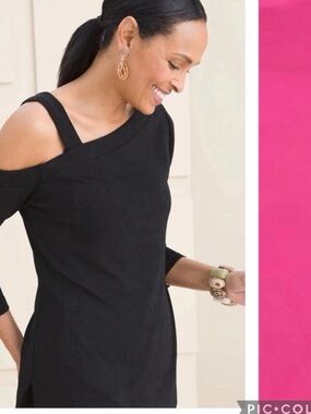 Boston Proper One-Shoulder Cold-Shoulder 3/4 Sleeve Top